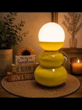 Room Essentials Yellow Rechargeable Lamp with Globe Shade